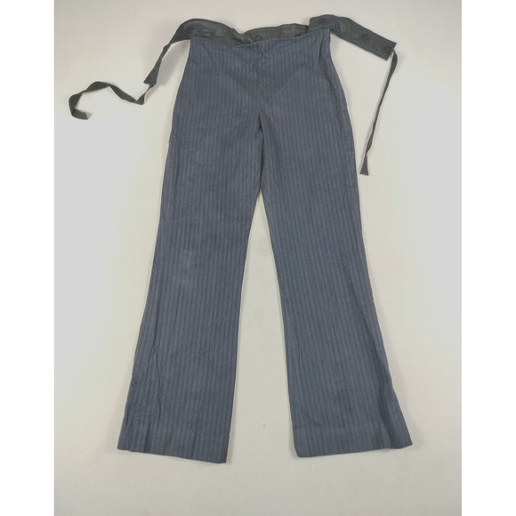 Philosophy Di Alberta Ferretti Pants Womens 6 Blue Pinstripe Belted Wool Blend